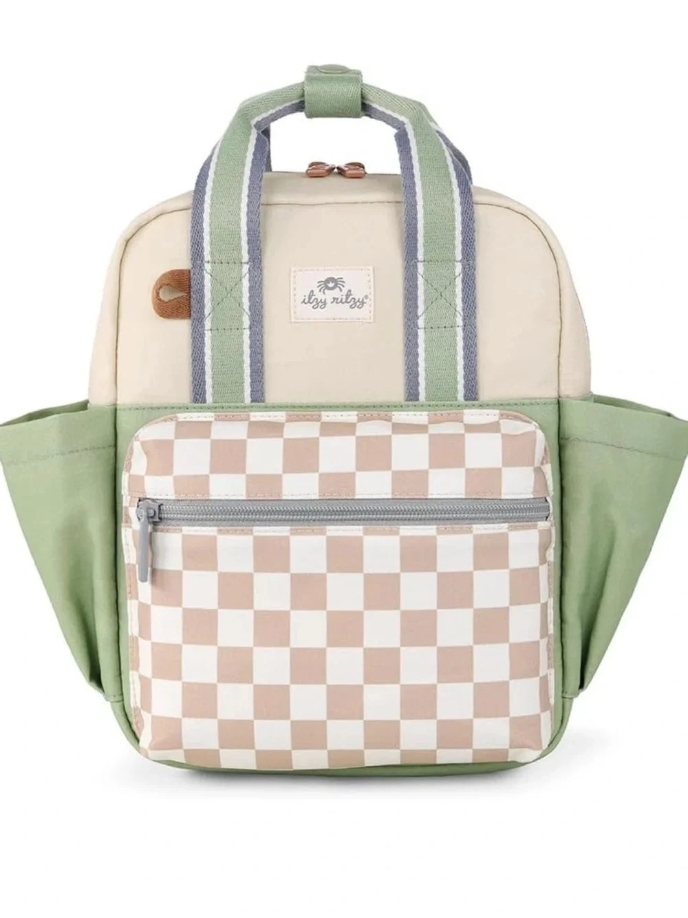 Itzy Ritzy Green & Cream Checkered Mini Backpack